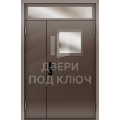 Полуторная огнестойкая остекленная дверь с EI 90 фрамугой ДПК-16054